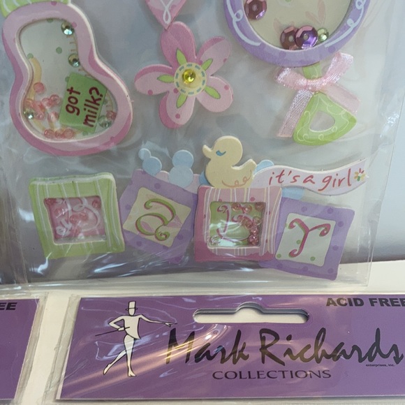 Mark Richards Scrapbook Stickers Card Making Baby Girl Rattle Bottle Crafts - Picture 8 of 13